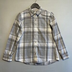Kuhl Womens Gray White Plaid Flannel Button Up Shirt Size S Long Sleeve